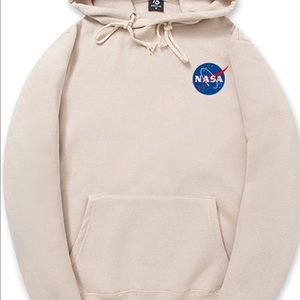 NASA logo print hoodie | S size | Beige Color | With Pocket | Unisex